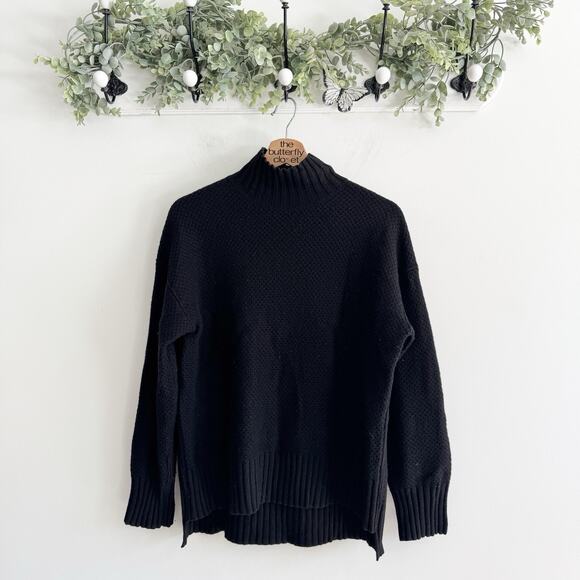 Everlane Sweaters - Everlane Black Recycled Cashmere High Neck Long Sleeve Knit Soft Sweater Size S